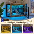 thumbnail image 4 of imerelez 48" Corner Cat Litter Box Enclosure, Modern Hidden Litter Box Corner Cabinet with Acrylic Door and LED Light, Cat House with Playground and Stairs, Tiger, 4 of 8