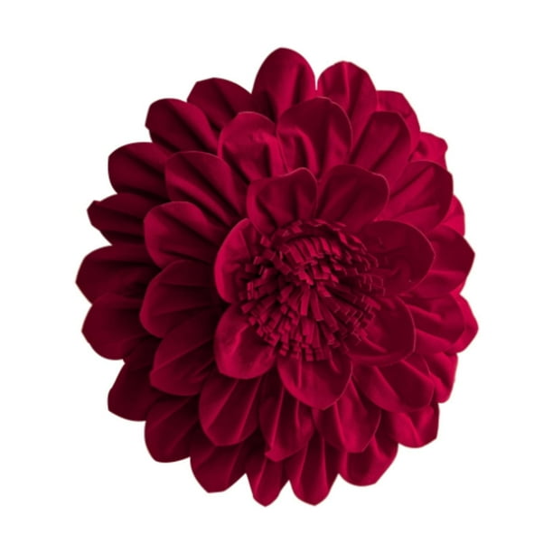 Funda de almohada con diseño de flores en 3D, funda de terciopelo para cojín navideño, diseño floral Redonda roja