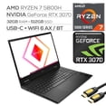 thumbnail image 1 of HP OMEN 15 Gaming Laptop, 15.6" 144Hz FHD IPS Display, GeForce RTX 3070, AMD 8-Cores Ryzen 7 5800H 32GB RAM, 512GB PCIe SSD, USB-C, Backlit KB, Wi-Fi 6, HDMI/DP, RJ-45, Mytrix HDMI Cable, Win 10, 1 of 7