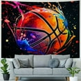 thumbnail image 4 of BCIIG Basketball Kids Tapestry,Watercolor Tie-dye Graffiti Dots Wall Tapestries,Boys Girls Room Decor,Modern Ball Sports  Fashion Wall Hanging,Orange Black Home Wall Decor,Small  40x30inch, 4 of 6