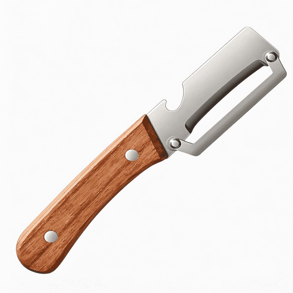 Vegetable Peeler, Stainless Steel Blade with Wooden Handle, 2-in-1 with Bottle Opener