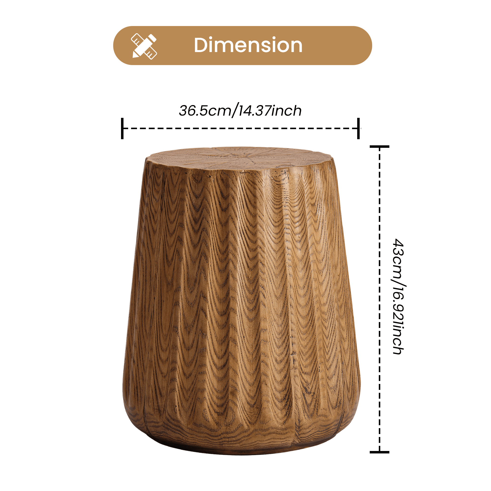 VENTOPYR 14'' Outdoor Side Table,MgO Stump Accent Table​​