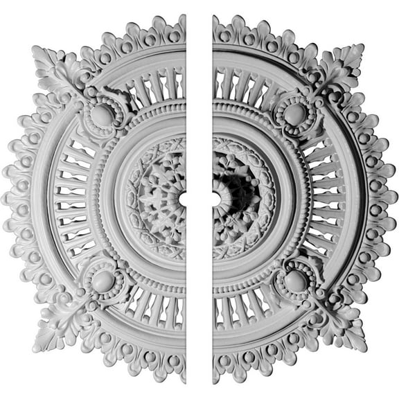 29 1/8"OD x 1 1/4"ID x 4"P Haylynn Ceiling Medallion, Two Piece (Fits Canopies up to 1 1/4")
