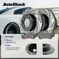 thumbnail image 3 of AutoShack Front Vented Drilled & Slotted E-Coated Brake Rotors + Ceramic Pads + Hub Bearing Assembly 8-PC Brake Kit Replacement for 2021-2023 Dodge Charger ShadowGuard 14.17" (360 mm), 3 of 5