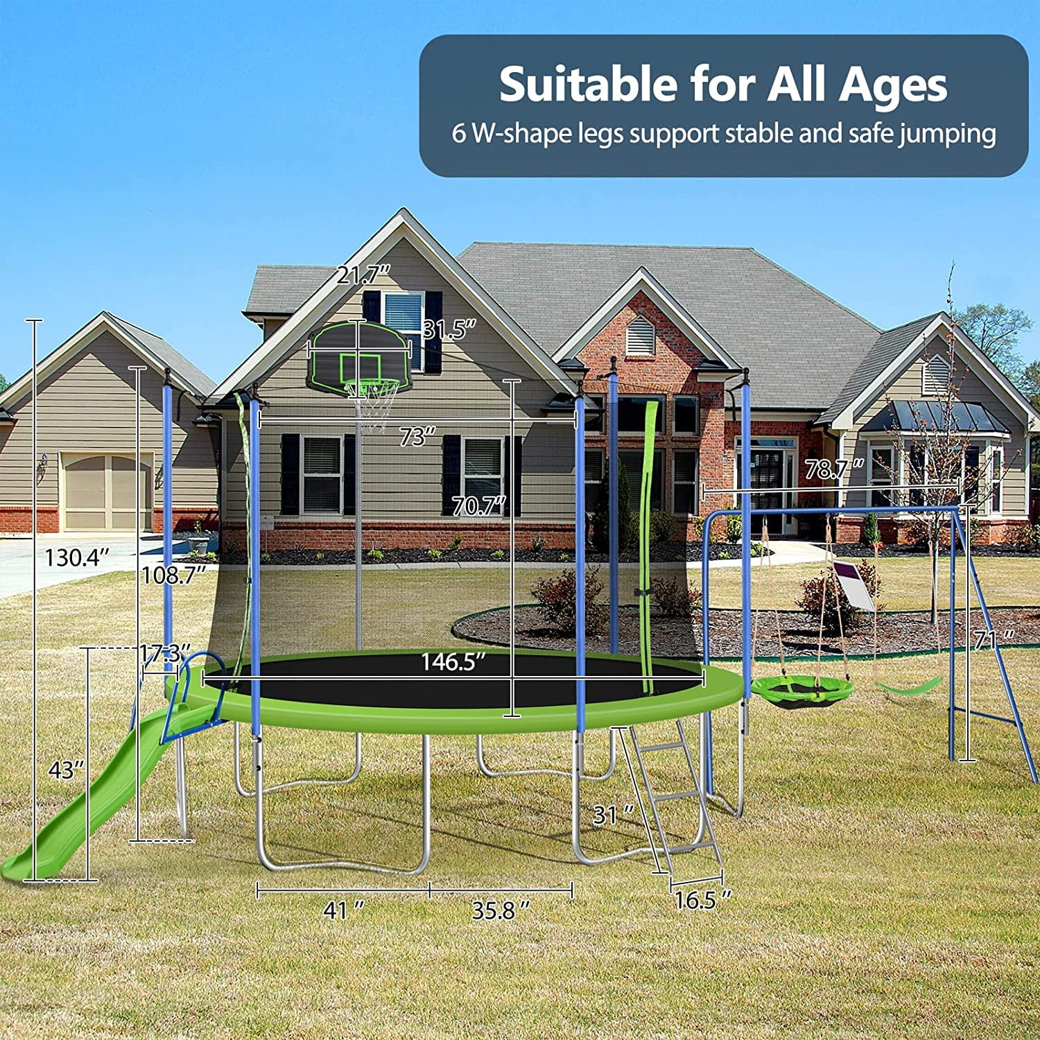 Sumdeal 12FT Trampoline with Basketball Board and Swing Stand for kids fun