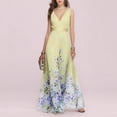 thumbnail image 3 of Floral Print V-Neck Wrap Maxi Dress With Belt 28751-Blue, 3 of 7