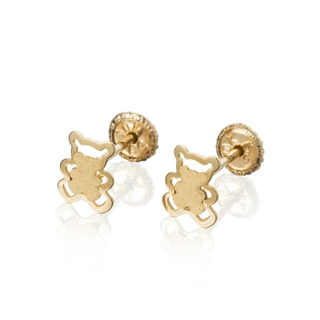 GIALLO | Aretes de oro 14K broquel 2 Osos oro blanco y amarillo GIALLO Para bebés, niñas y mujeres