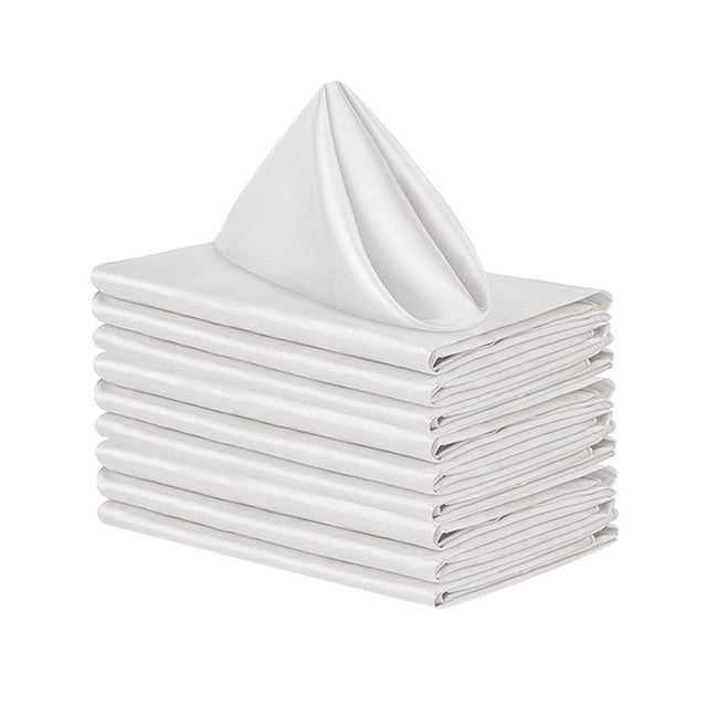 10 servilletas de satén para cenas, bodas, fiestas, 18,90 x 18,90 pulgadas. Blanco