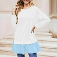 thumbnail image 2 of AherBiu Crewneck Sweatshirts for Women Ruffle Patchwork Long Sleeve Casual Loose Pullover Tops, 2 of 6