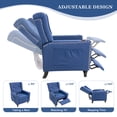 thumbnail image 4 of Waytrim Wingback Tufted Cotton Vintage Living Room Recliner Chair, Blue, 4 of 9