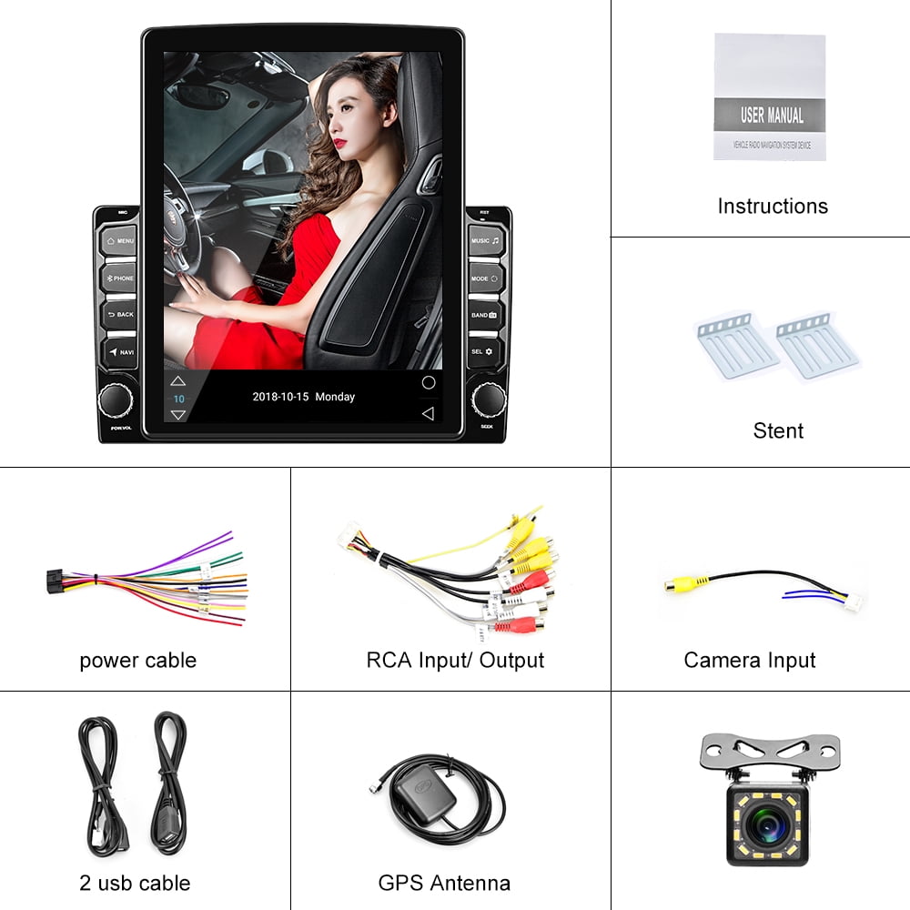 Podofo Android 9.1 Stereo Vertical Car Radio With GPS Navigation Bluetooth  - 9.7''Touchscreen Car Stereo With Wifi FM Radio DVR iOS/Android Mirror  Link - Walmart.com  Hizpo Car Stereo Wiring Diagram Of Gps Inside Of Stereo    Walmart