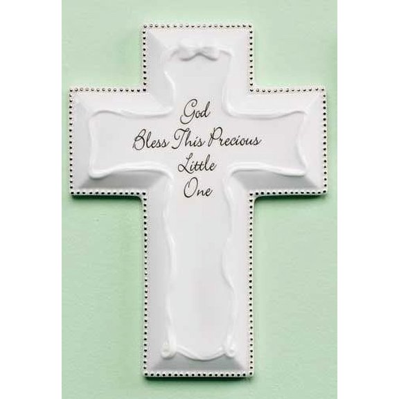 White God Bless Wall Cross