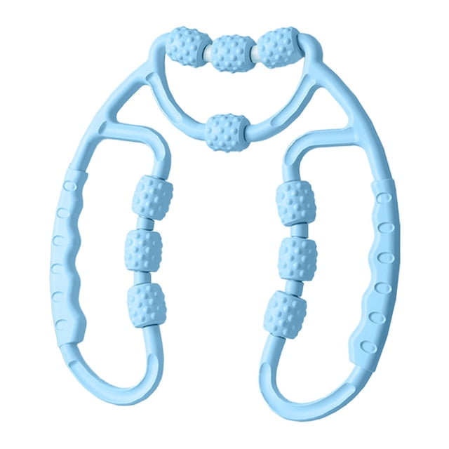 Rodillo de masaje de piernas con abrazadera de mano de 10 ruedas, rodillo de masaje muscular de tejido profundo Azul