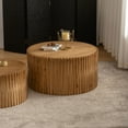 thumbnail image 7 of Lunale 2-Piece Coffee Table Set, Retro Cylindrical Embossed Nesting Coffee Table Set for Living Room, Natural, 7 of 7