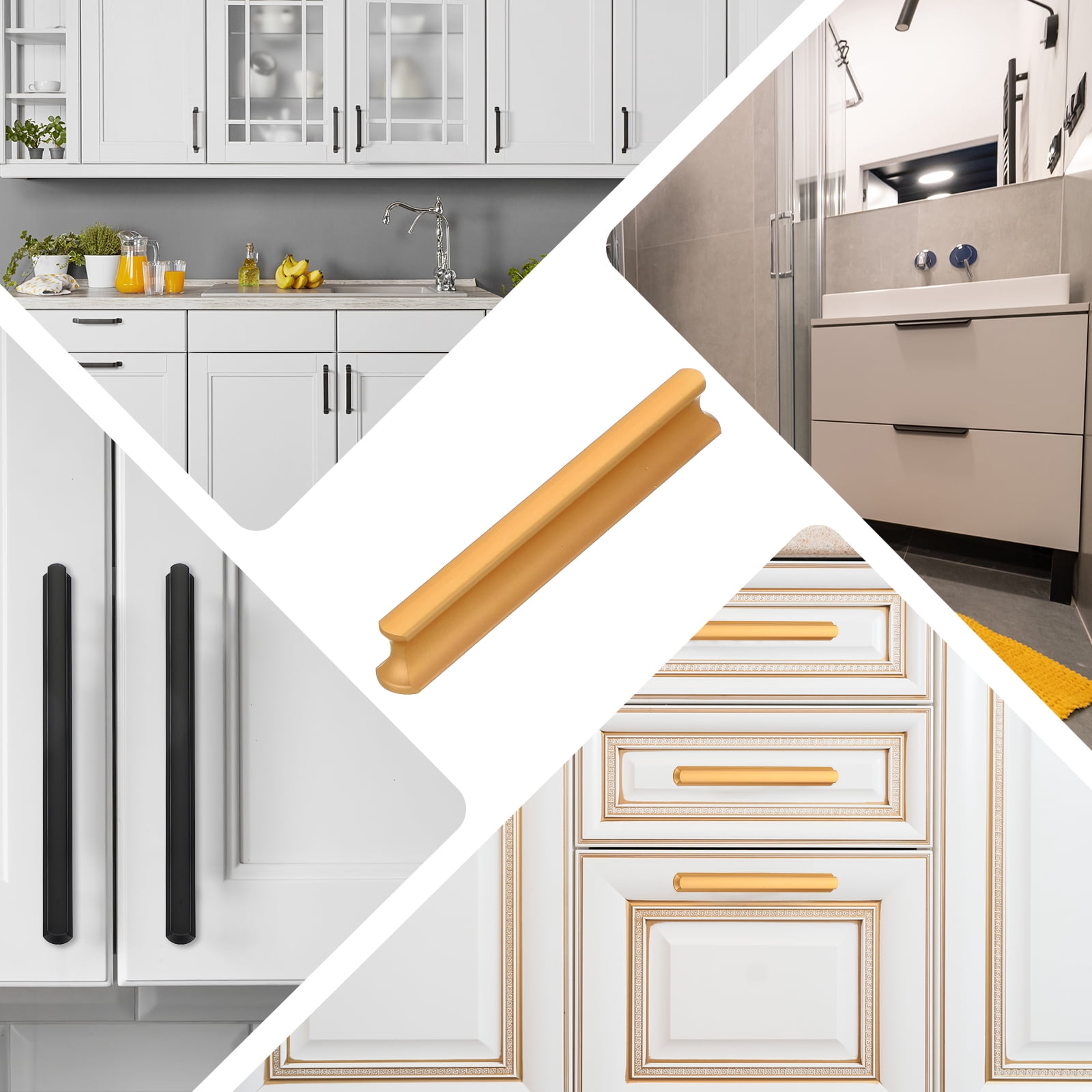 Uxcell Kitchen Cabinet Handles Hole Center Brushed Cabinet Pulls Kitchen Drawer Hardware for Cupboard Drawer Pulls Champagne 3.78 Inch (96mm)