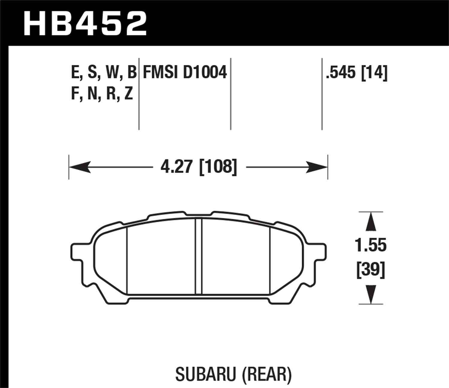 Hawk Performance HB452B.545 HPS 5.0 Disc Brake Pad Set
