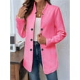 thumbnail image 4 of Blazer de Mujer con Cuello Alto, Informal, de Larga, Cruzado, Elegante, para Oficina y Negocios Rosa Roja S, 4 of 9
