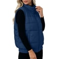 thumbnail image 6 of Women's Padded Vest Stand Collar Sleeveless Zip Front Warm Casual Fall Vest, 6 of 9