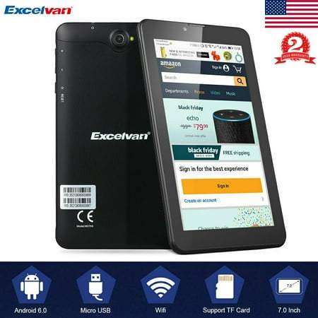 Excelvan M07K6 7.0 inch Quad Core Android 9.0 1+8GB 8MP Rear Camera 1024*600 IPS Full HD Display, Bluetooth 2.0, 3G,Wi-Fi,GPS,Black