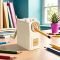 thumbnail image 1 of Heavy-Duty Hand Crank Pencil Sharpener | Wide 6-12mm Hole for Standard Pencils | Triangular/Hexagonal/Art Pencils | Non-Slip Base | Black or White | Artist & Student Use, 1 of 6