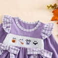 thumbnail image 5 of WIBACKER Baby Girl Halloween Outfits Newborn Smocked Bubble Romper Bodysuit Ruffle Long Sleeve Ghost Pumpkin Day Jumpsuit, 5 of 8