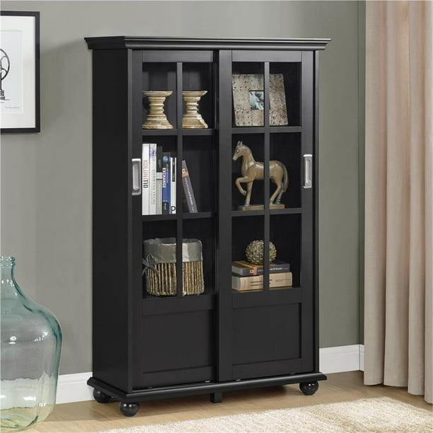 Bookcase with online glass doors walmart