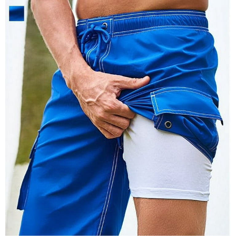Men's Swim Trunks with Compression Liner Quick Dry Board Shorts