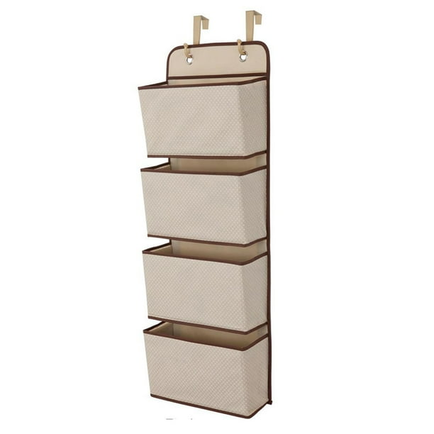 Organizador de pared colgante de 4 bolsillos Cozy Over Door Storage Case Ganchos de metal para dormitorio / oficina Inevent JJ14340-02