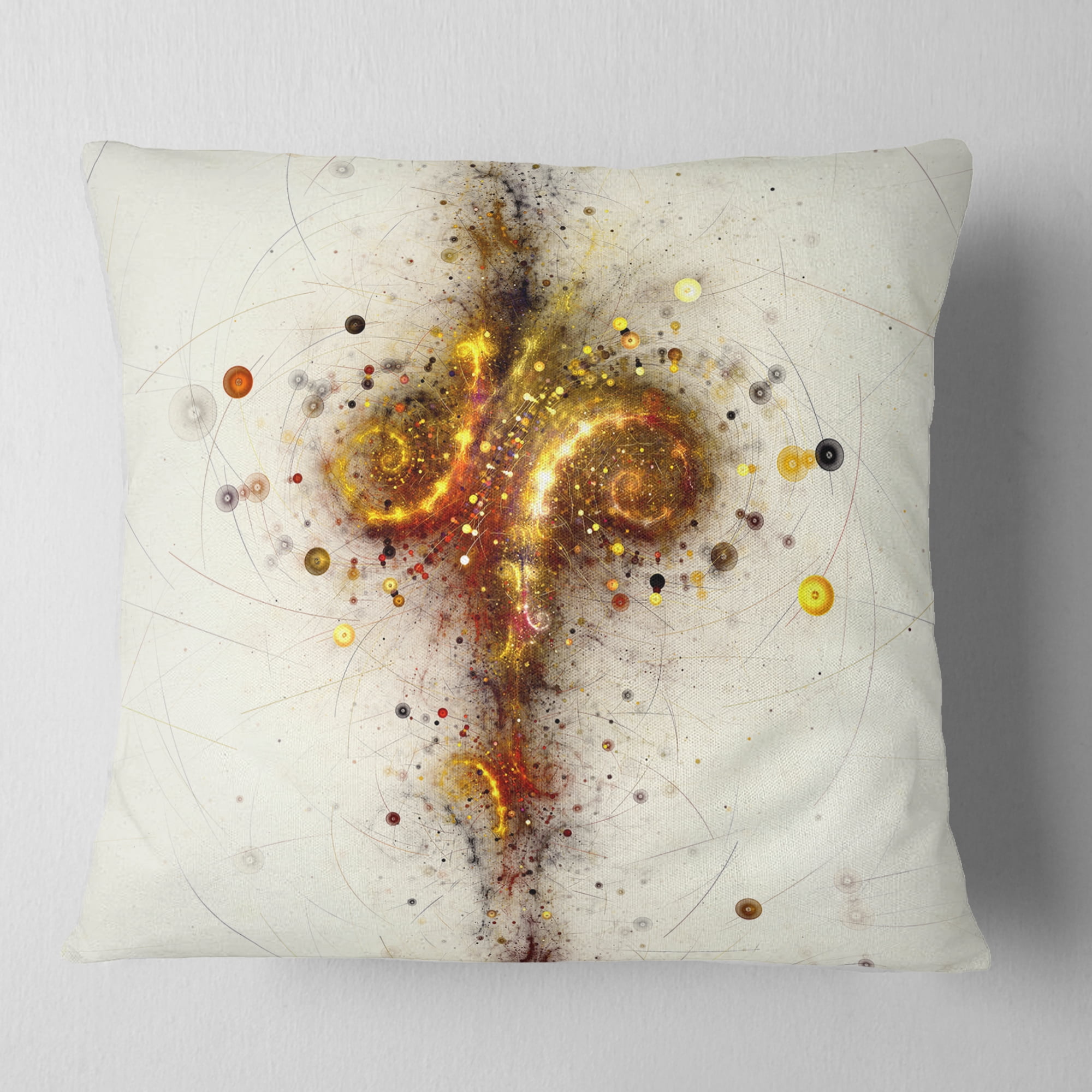 Designart Dark Yellow Fractal Art Design - Abstract Throw Pillow - 18x18