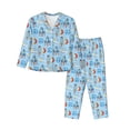 thumbnail image 1 of Balery Cartoon Rocket With Space Conjunto de Pijama con Estampado para Mujer, Conjunto de Dos Piezas con Manga Larga, Ropa de Dormir Suave con Bolsillos, Pijamas Cómodos-X-Large, 1 of 7