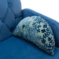 thumbnail image 7 of 55'' Velvet Sofa Chair, Modern Low-Key Luxury Loveseat Sofa, Armrests and Pillows with Branch Jacquard Pattern, Golden Metal Legs (Light Blue), 7 of 7