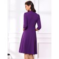 thumbnail image 3 of DARING DIVA Women's Vintage 3/4 Sleeve Church Semi Fit and Flare Dress M Deep Purple, 3 of 6