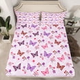 thumbnail image 2 of Homewish Boho Butterfly Twin Sheet Sets,Rustic Flower Twin Fitted Sheet,Pink Purple Flat Sheet For Girls Kids,Luxury Bedroom Decor,3-Piece, 2 of 7