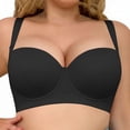 thumbnail image 5 of Xdegoge 2 Pack Full Coverage Bras for Women Plus Size Push Up Seamless Underwire Spaghetti Adjustable Strap Bra Padded with Support Comfortable Plunge Brassiere, 5 of 8