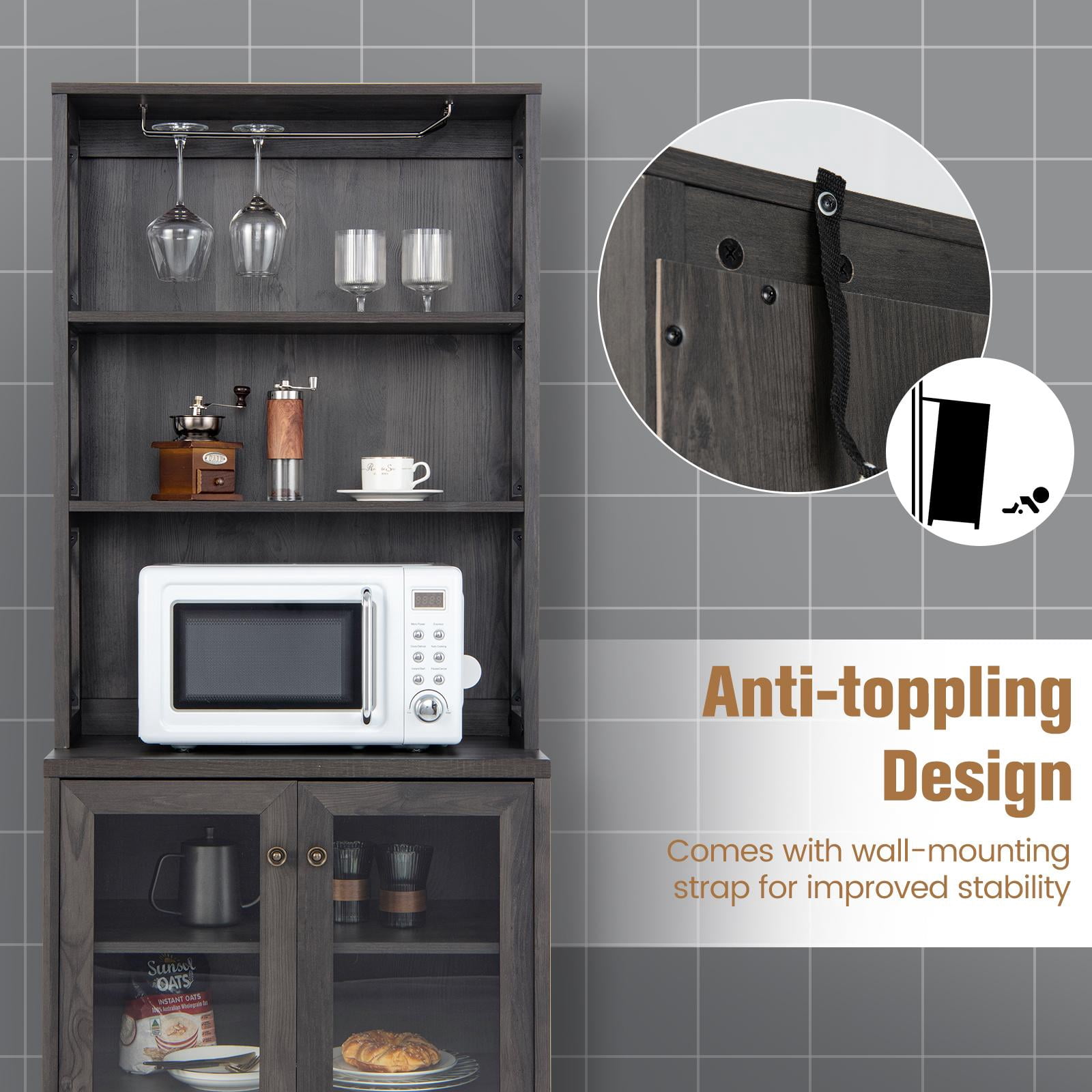 Giantex  Kitchen Pantry Storage Cabinet, Farmhouse Freestanding Buffet Hutch