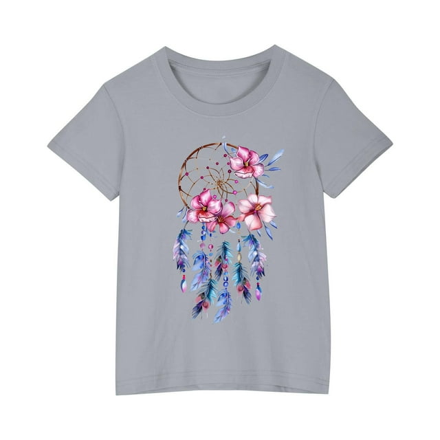 Birdeem Chemises pour Filles Tout-Petits Enfants Garçons Filles T-Shirt en Coton Mode Mignon Col Rond Imprimé Tee Manches Courtes Haut