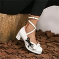 thumbnail image 5 of IUJSOY Women's Lolita Shoes Strappy Platform Block Heel Patent Leather Pumps with Bow, 5 of 8