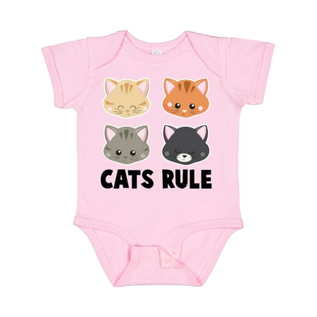 

Inktastic Cats Rule with Cat Heads Boys or Girls Baby Bodysuit