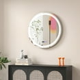 thumbnail image 2 of Gymax Round Led Bathroom Mirror w/ Temperature Display & 3 Color LED Lights Time, 2 of 10