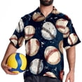 thumbnail image 4 of Baseball Men's Short Sleeve Spread Collar Beach Shirts Casual Printed Button Down Unisex Summer Tops, 4 of 6