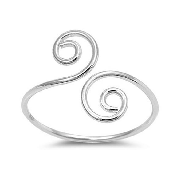 Sterling Silver Swirl Toe Ring Adjustable Spiral Midi Band .925 New Jewelry Female Unisex