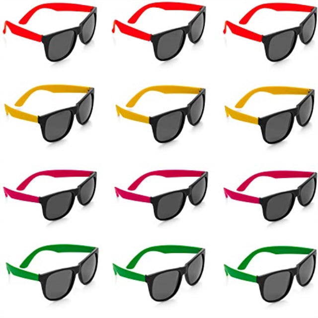 UK STOCK 12 PACK OF ADULT & CHILDREN NOVELTY NEON CLEAR LENS PARTY GLASSES 