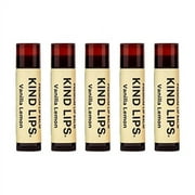 Kind Lips Lip Balm, Nourishing Soothing Lip Moisturizer for Dry Cracked Chapped Lips, Made in Usa With 100% Natural USDA Organic Ingredients, Vanilla Lemon Flavor, Pack of 5