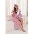 thumbnail image 4 of HEARTNICE Womens Hooded Robe, Soft Fluffy Fleece Long Warm Bathrobes Plush Loungewear,(Light Pink,2XL-3XL), 4 of 5