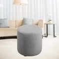 thumbnail image 4 of HLONK Round Ottoman Slipcover Polyester Blend Footstool Protector Covers Stretch with Elastic Bottom Feature Textured Machine Washable Jacquard Fabric - Grey, 4 of 8