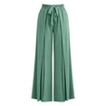 thumbnail image 4 of Costeam Womens Split Front Flowy Wide Leg Pants Drawstring Elastic High Waist Lightweight Crinkle Woven Solid Color Loose Casual Vacation Trousers, 4 of 5