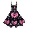 thumbnail image 4 of LWavelet 2026 Valentine's Sweet Short Sleeve Dress, Women's Love Heart Rose Print Fitted A Line Flowy Casual Sundresses Black S, 4 of 4