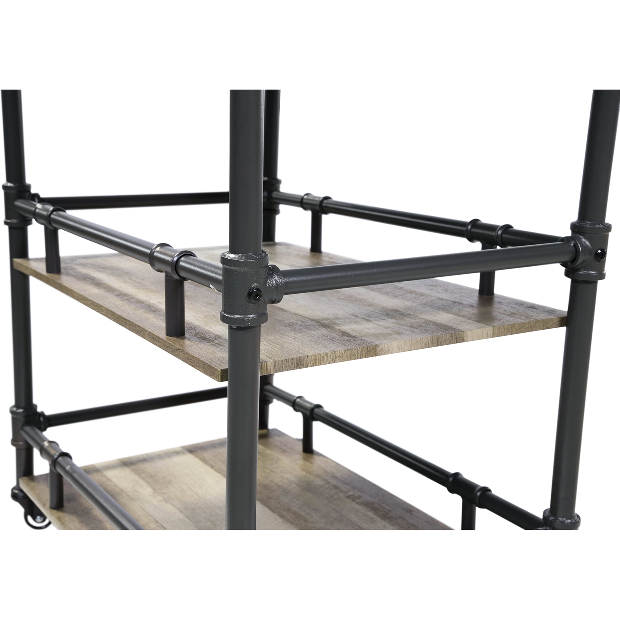 Furniture of America Byson Modern 3-Shelf Serving Cart, Sand Black