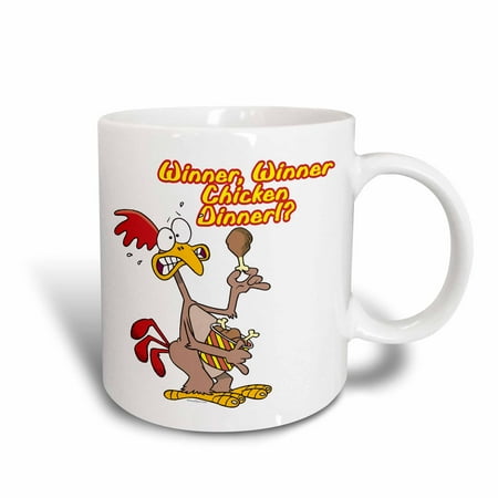 

3dRose Winner Winner Chicken Dinner Irony Humor - Ceramic Mug 15-ounce