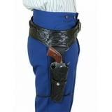 TJAYZ Western Drop Loop Leather Gun Belt and Holster, Right Hand, 38 357 Caliber, BLACK 42"